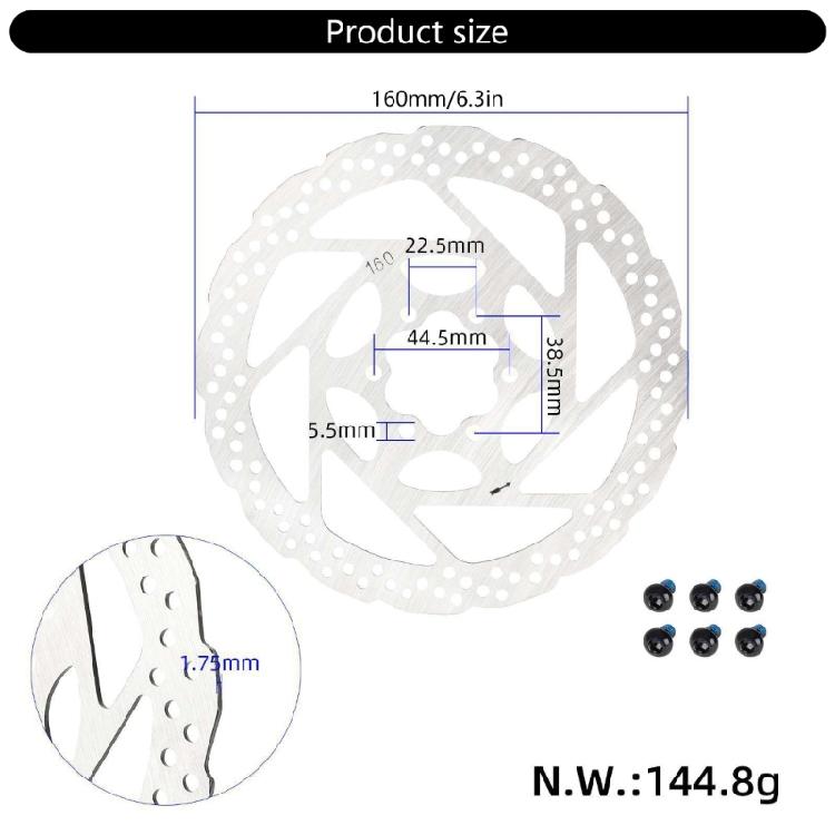 Road Bike Disc Brake Rotor with Bolts Bike Brake Disk Stainless Steels Bicycles Rotor for Road Bike Mountain Bike