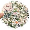 50PCS Transparent Vintage Floral Stickers Nature Plant Sticker Flower Scrapbook Decals for Crafts Envelopes Phone Cases Laptop