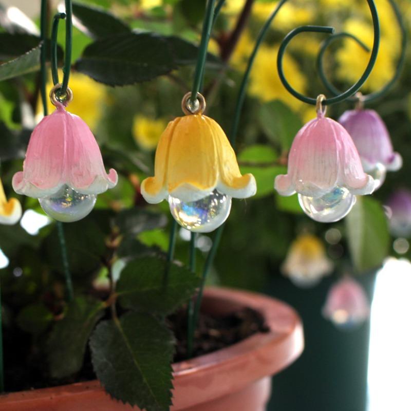 Lily of The Valley Flower Set with Nine Inserts, Creative Resin Artificial Flower Ground Inserts, Garden Potted Plant Ornaments, Micro-landscapes