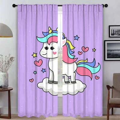 Simpatici Cartoni Animati Unicorno Tende Antizanzare 2 Pezzi Tende Moderne per Soggiorno per Schermi per Telecamera Partizione Tenda Oscurante