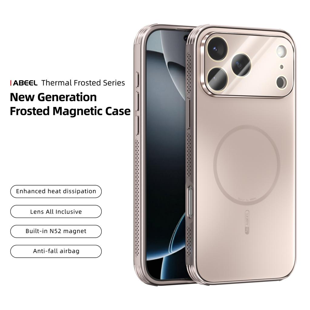 ABEEL For iPhone 17 Pro Case Compatible with MagSafe TPU PC Cooling Matte Phone Back Cover with Lens Film