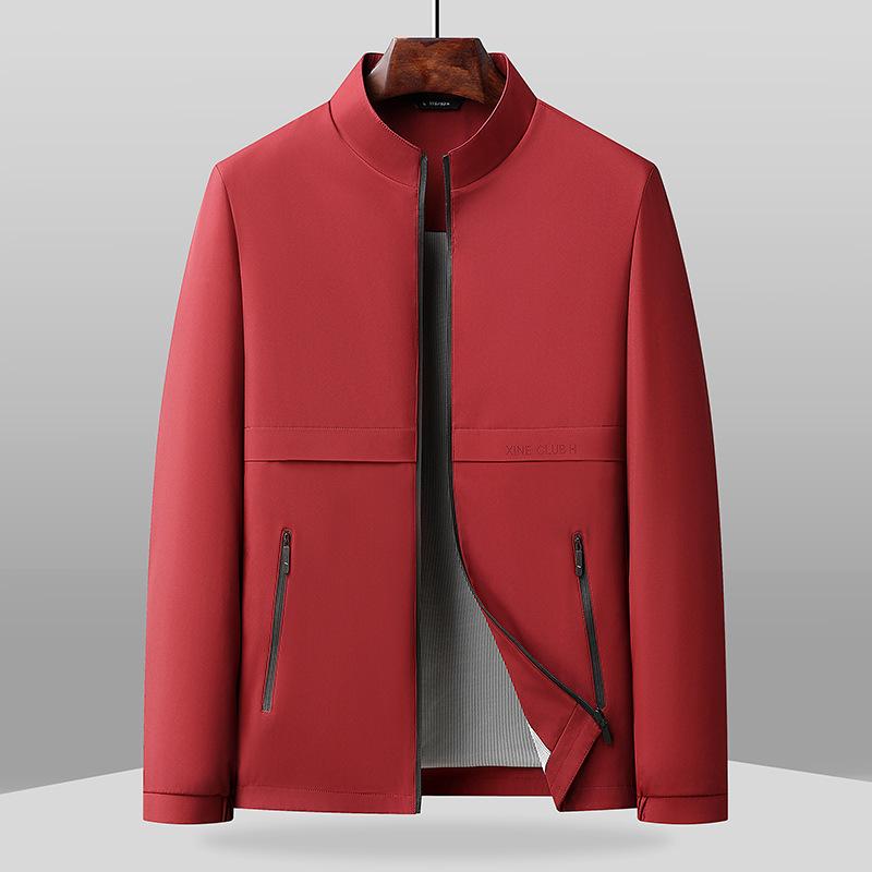 Spring Men's Stand-up Collar Jacket: Business Casual, Versatile, Middle-aged Commuting Style.