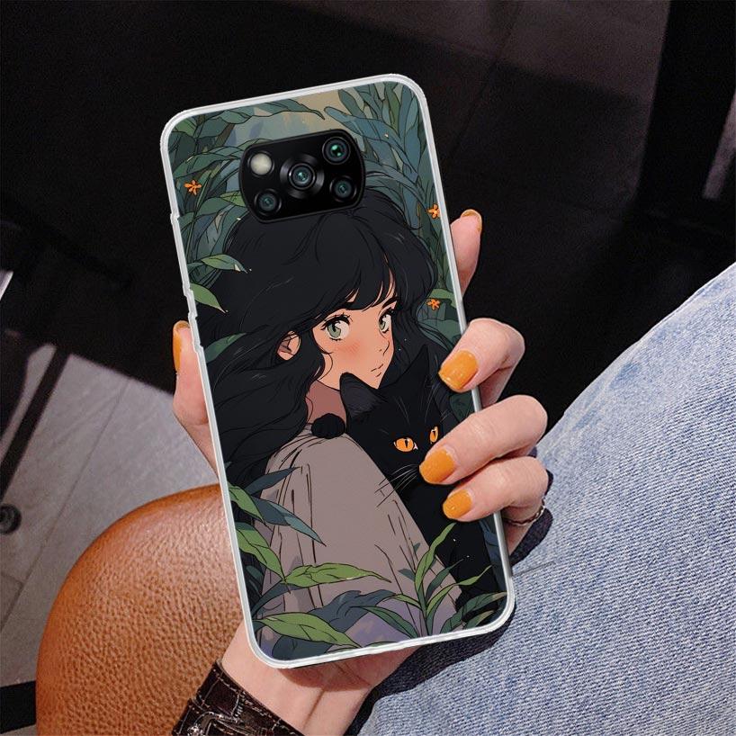 Cute Anime Ins Girls Animal Cat Phone Case For Xiaomi Poco X7 X6 X5 Pro F7 Ultra Redmi 15C 15 13C 13 12C 12 10 10A 10C 9 9A 9C 9