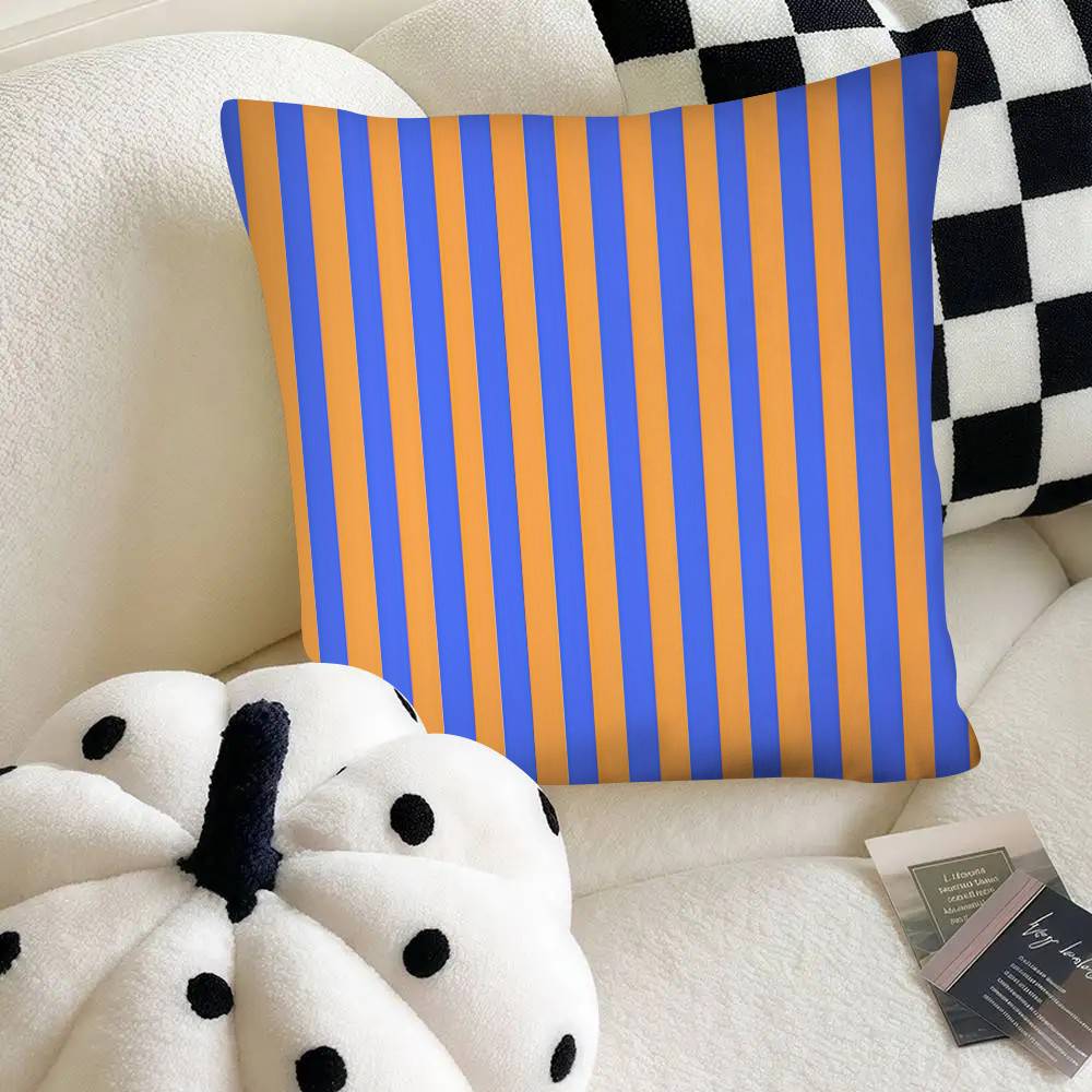 Farbige Linien Kissenbezug Mode Quadratischer Kissenbezug Schlafzimmer Sofa Zimmer Ins Dekoration Freizeit