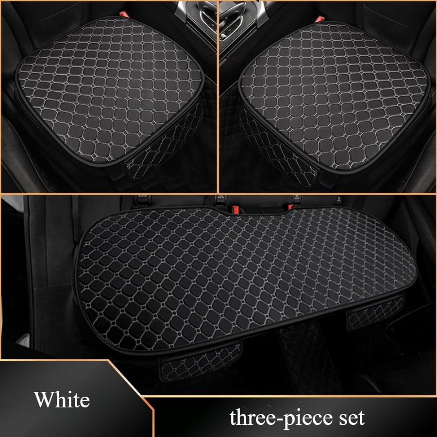 

3-pc Set PU Leather Seat Cushions , 2 Car Front Seat Covers and 1 Rear Bench Cover for Automotive, SUV, Truck,Van Artificial Leather&Four Seasons белый