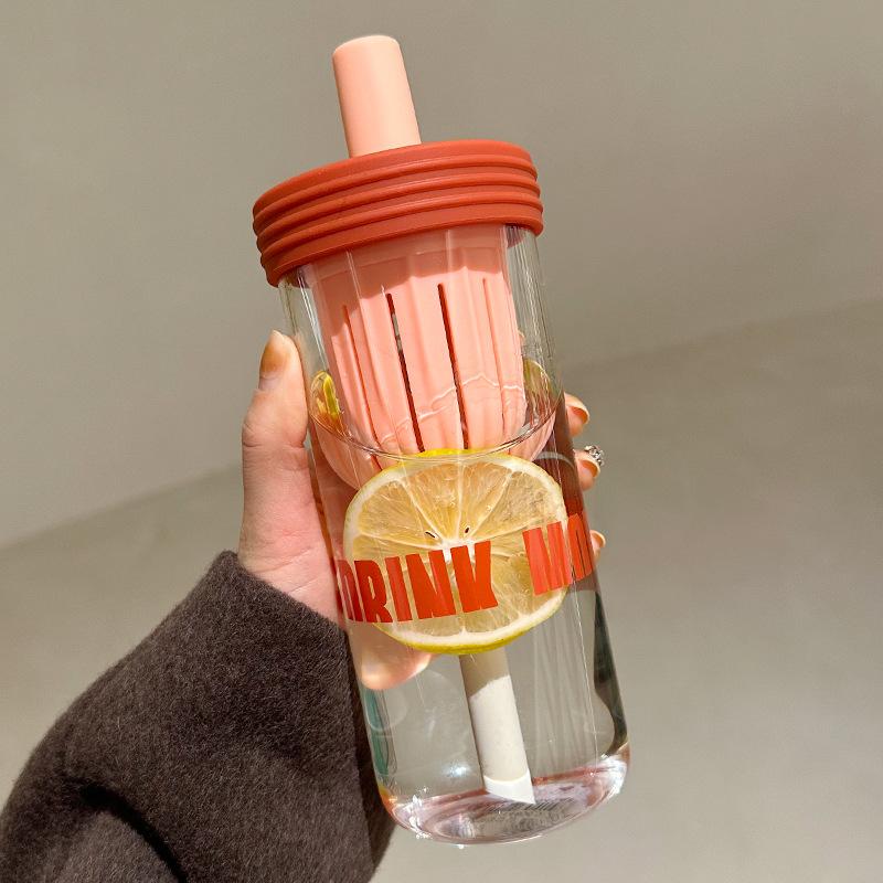 Iced Coffee Cup with Lids and Straws 20 Oz Water Coffee Milk Cup Large Capacity Tea and Water Separation Straw Cup