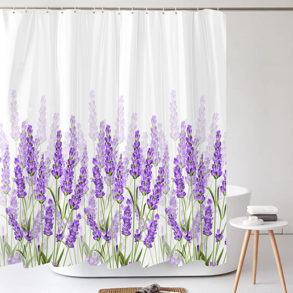 Elegant Flowers Shower Curtain 3D Print Floral Bathroom Curtain Polyester Bath Curtains Room Decor Curtain Washable With Hooks