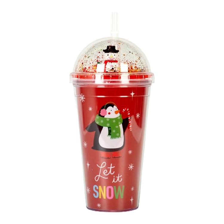 

Christmas Cup with Lid Straw Xmas Santa Snowman Tumbler Drinkware Home Decor