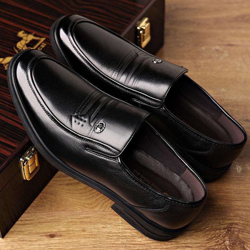 Men'S Leather Shoes, Leather Non-Slip Soft-Soled Dad Shoes, Men'S Versatile British Style Cowhide Breathable Men'S Shoes