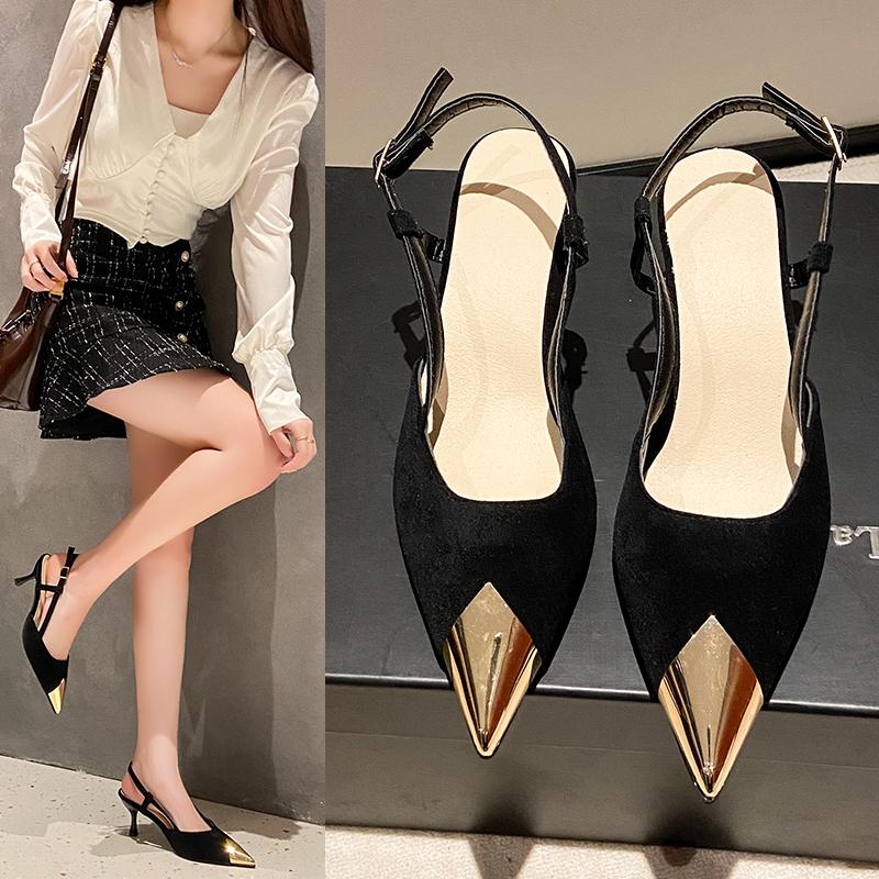 Sandal Female Design Metal Pointed Toe Stiletto High Heels Party Prom Shoes Women Pumps Zapatos Mujer
