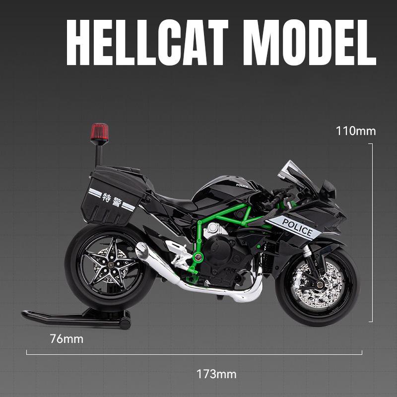1:12 Ninja H2R Police Alloy Die Cast Motorcycle Model Vehicle Collection Sound and Light Off Road Autocycle Toys Car