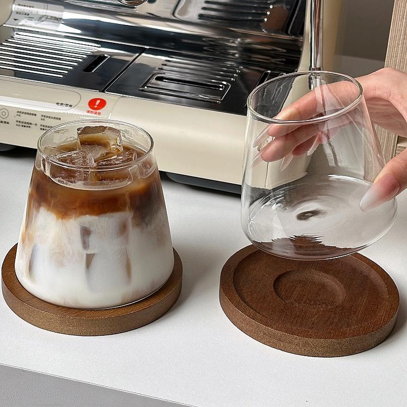 Przezroczysty Kubek do Kawy, Szklanka w Japońskim Stylu, Warstwowa Szklanka do Koktajli i Deserów, Kubek na Śniadanie z Mlekiem, Kubek na Zimne Napoje 300ml