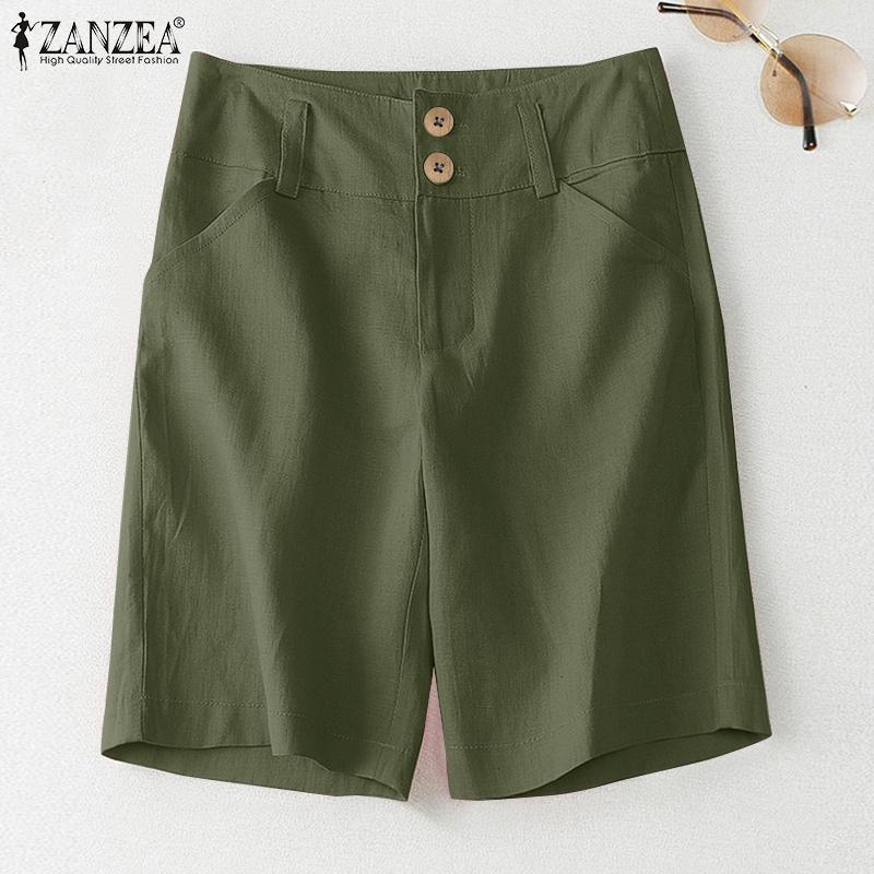 

ZANZEA Женские повседневные летние хлопковые шорты на молнии