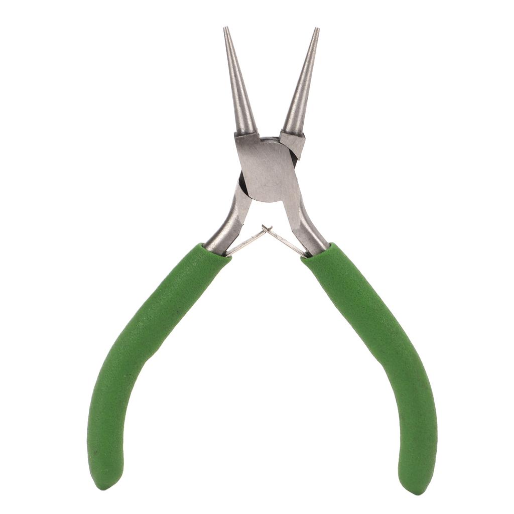 Round Nose Pliers Green Nonslip Handle Effort Saving Carbon Steel Sturdy Rustproof Durable Widely