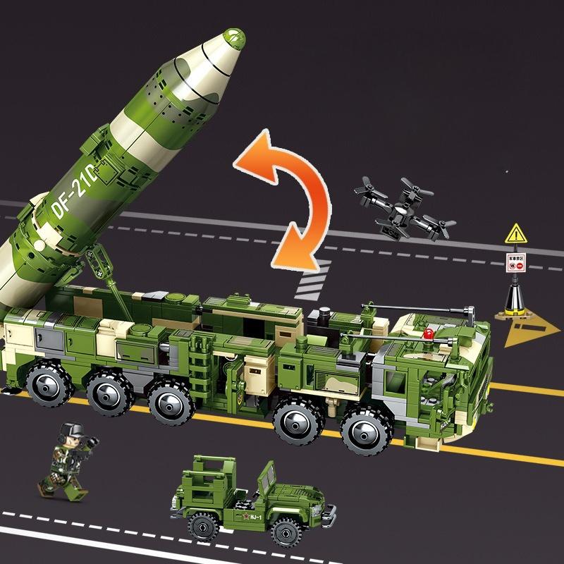 1174pcs Military Series DF-21D Ballistic Missile Transport Vehicle Assembly Building Blocks Children's Toys No Box