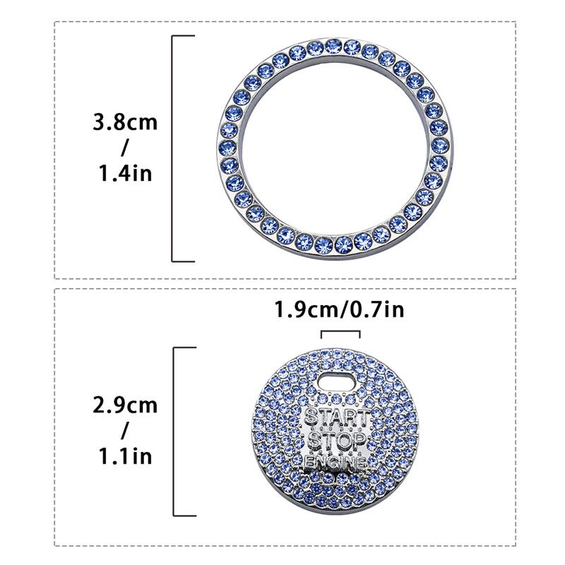NIYANGLE 4 Pezzi Strass Anello Di Accensione Accessori Bling Accessori Per Interni Auto Pulsante Di Avvio Auto Accessorio Bling Auto Accessori Per Interni Auto Un Pulsante Di Avvio Cerchio