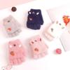 Cute Kids Gloves Winter Warm Faux Fur Knit Boy Girl Children Glove Cartoon Half Finger Flip Cover Outdoor Mittens 3-7Y