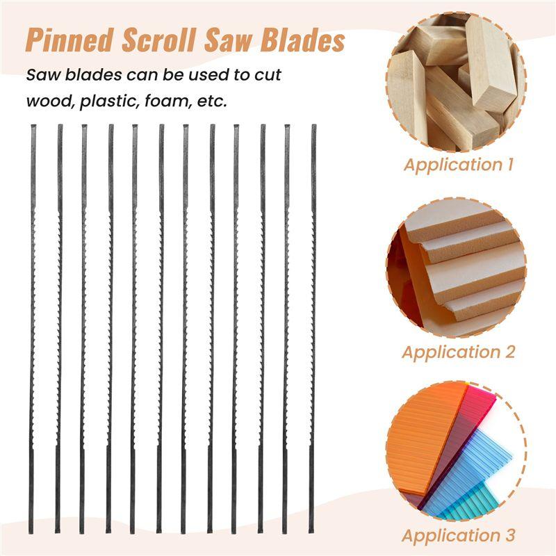 ABWR-Scroll Saw Blades Plain End 5 Inch 24PCS 12 TPI Regular Tooth For Woodworking DIY