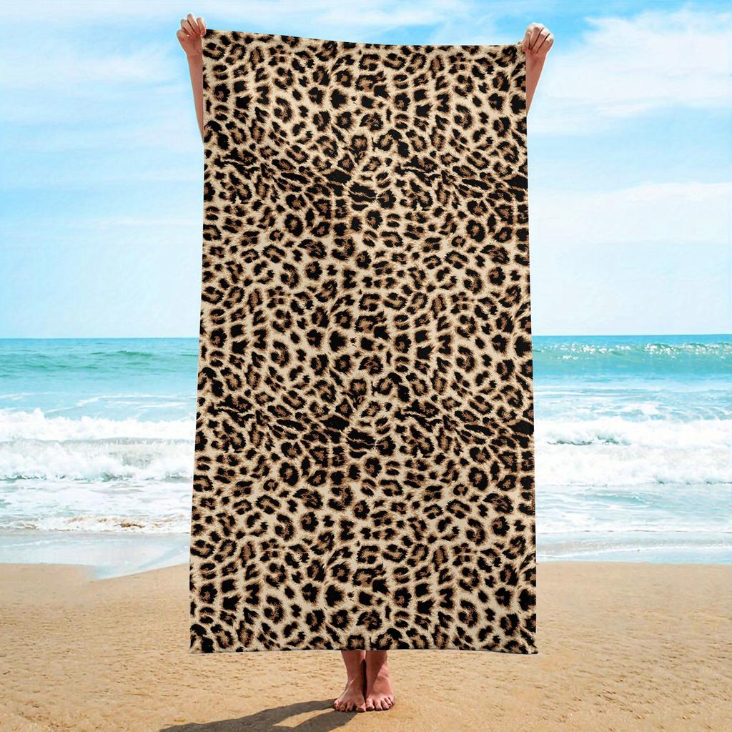 Custom Leopard Print Beach Towel Animal Pattern Quick Dry Microfiber Large Bath Towel For Women Men Summer Beach Pool Party