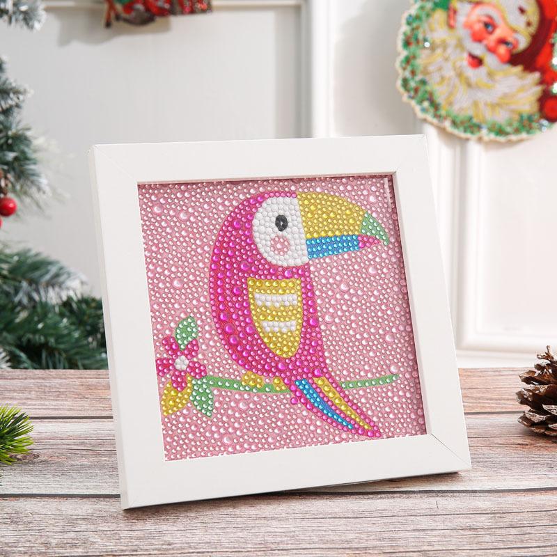 New Diy Diamond Painting Solid Wood Photo Frame Boxed Diamond Sticker Owl Cartoon Hand-Pasted Diamond Painting
