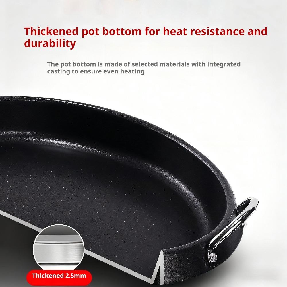 KOSUN Korean Style Frying Pan Round Double Ear Seafood Stew Pot Nonstick Durable Stir Fry Rice Cake Pot for Household Cooking