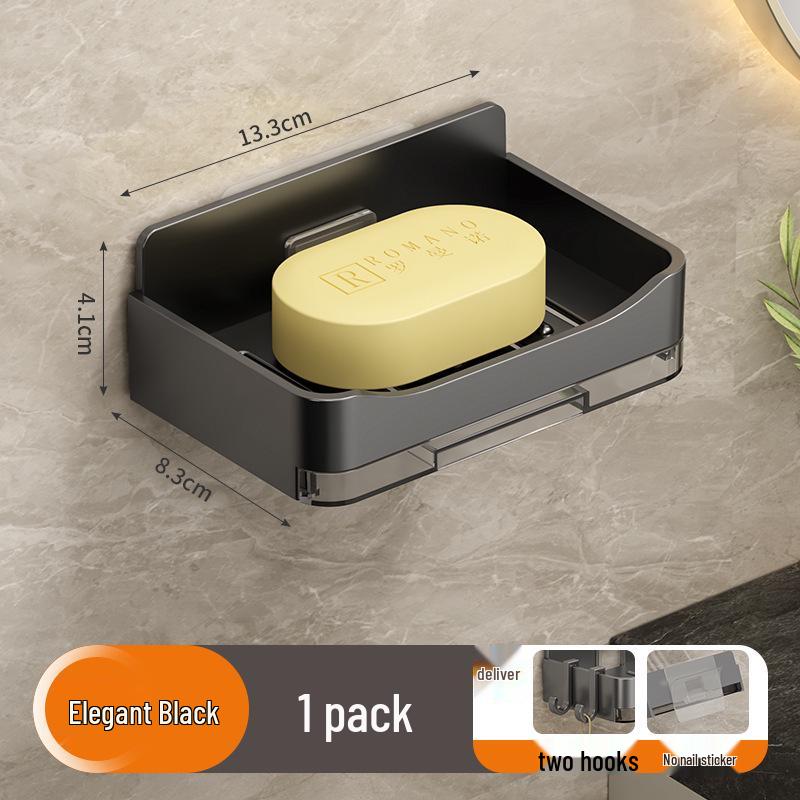 Wall-Mounted Double-Layer Soap Holder: Punch-Free, Anti-Mold, Bathroom Storage with Drainage.