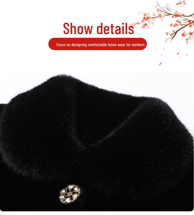 Velvet Grandma-Style Winter Coat for Women, Extra Warm & Thick, Ages 40-60