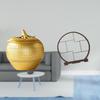 Resin Fruit Sculpture with Wood Display Stand Modern Art Ornament for Tabletop Bookshelf Dining Room