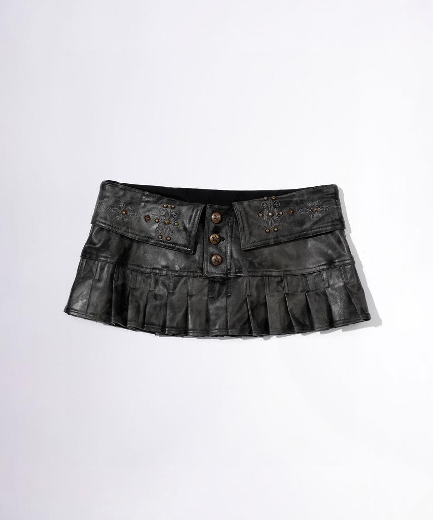 Sculpter Western Faux Leather Micro Skirt Black