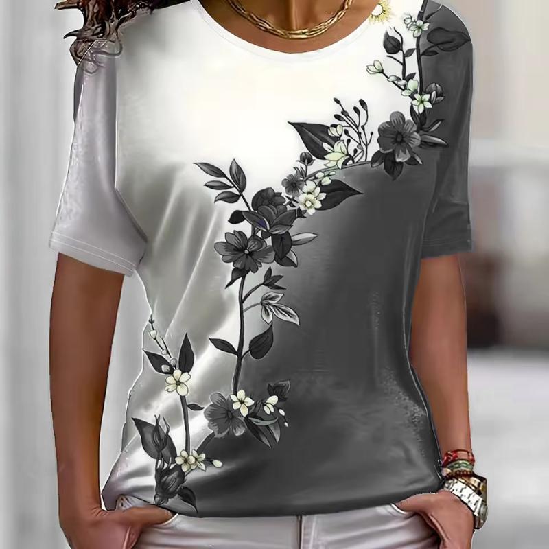 New Summer Floral Tie-dye Fashion Women T-Shirts Short Sleeve 3D Printed Street Flower Ladies Tee 3XL Plus Size Casual Tops