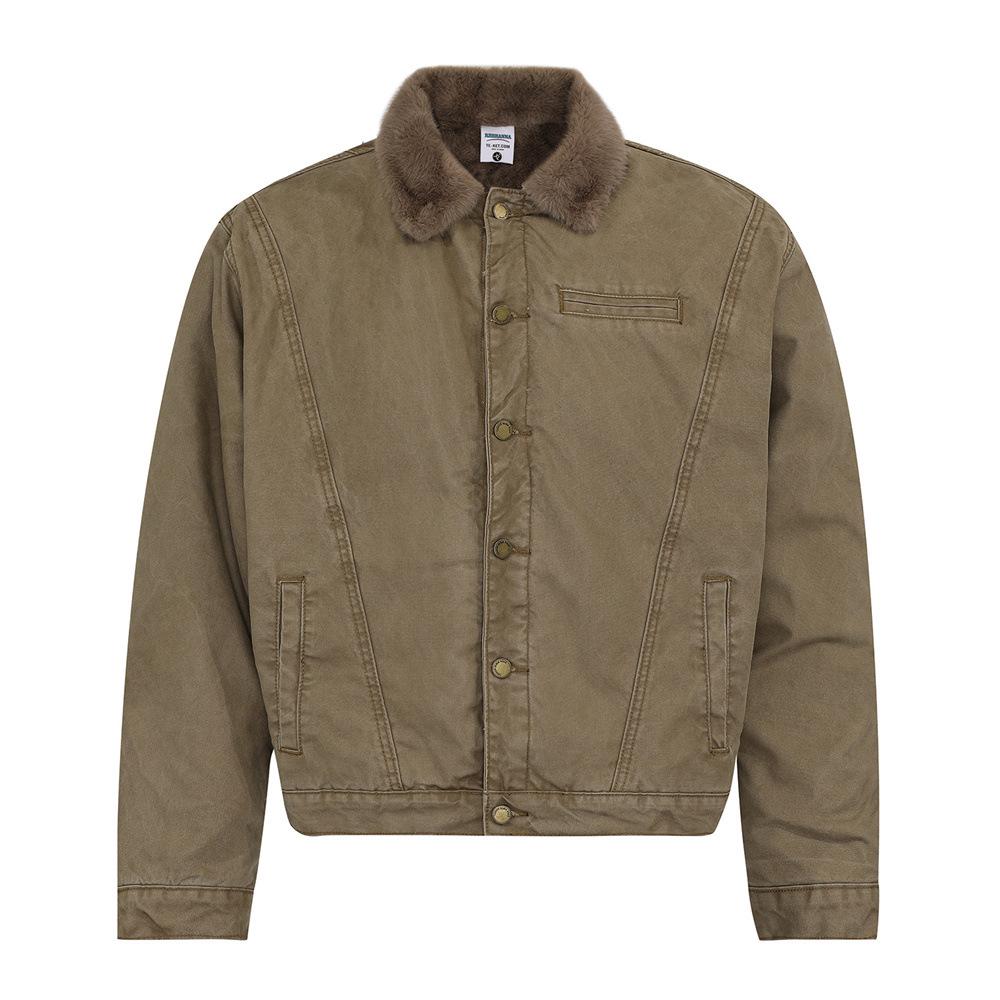 Men's Vintage Cotton Patchwork Jacket - Trendy Retro Lapel Coat for Boys