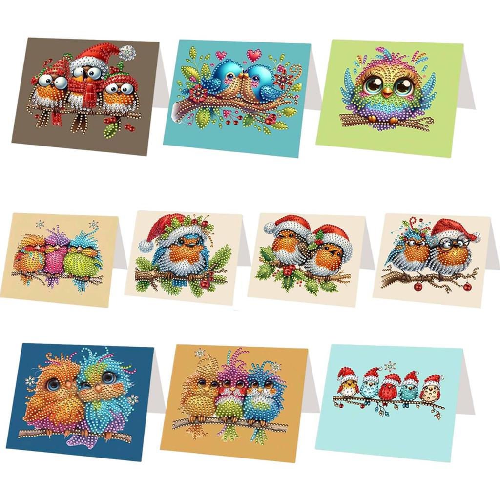 6/10/12 Stück DIY Diamantmalerei Grußkarten Set Weihnachten Thema Diamantkunst Grußkarten Dankeskarten und Feiertagsgrüße