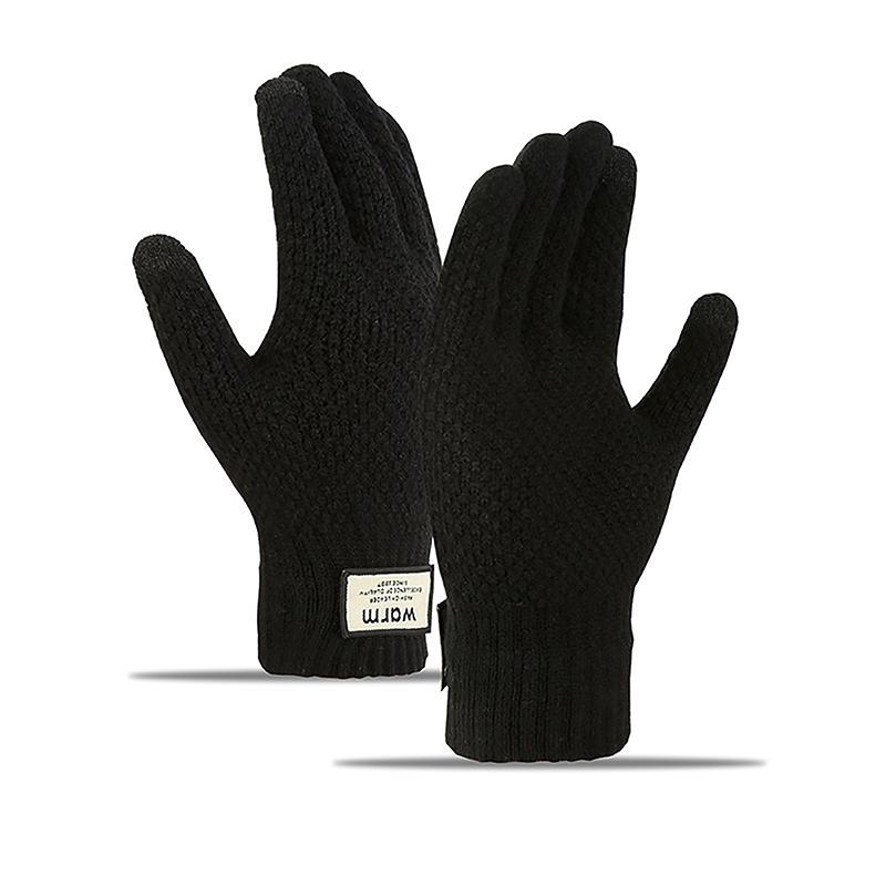 Winter Men Knitted Gloves Touch Screen High Quality Male Mitten Thicken Warm Wool Cashmere Solid Color Men Business Gloves