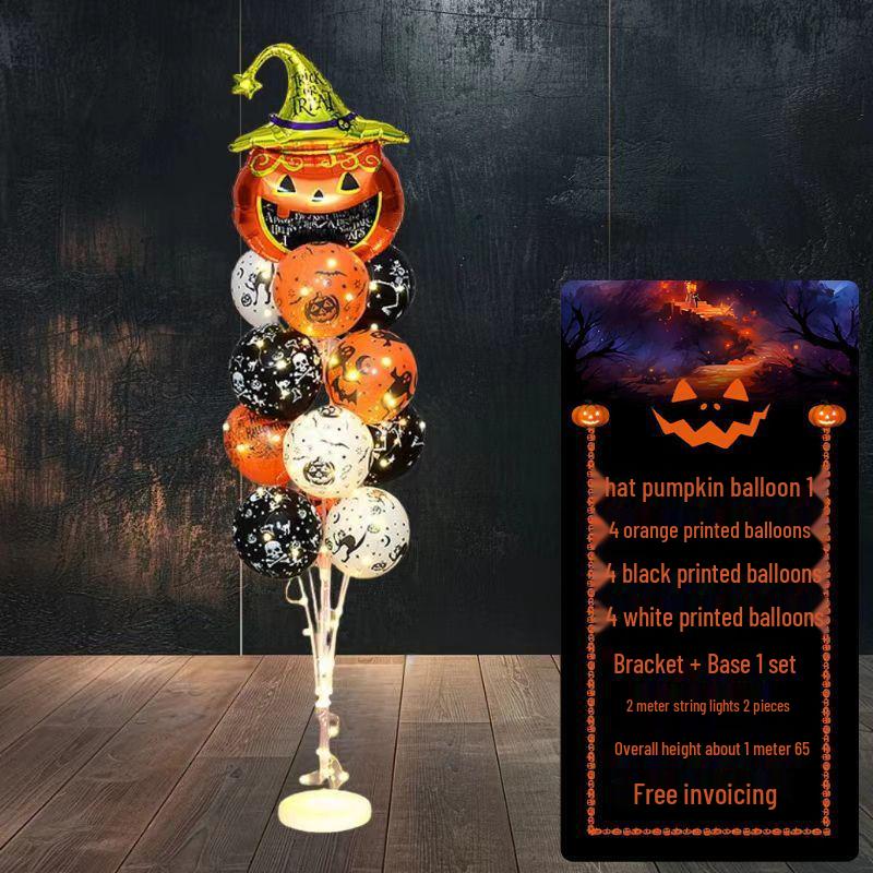 Halloween Pumpkin Skeleton Balloon Columns for Party and Event Decoration