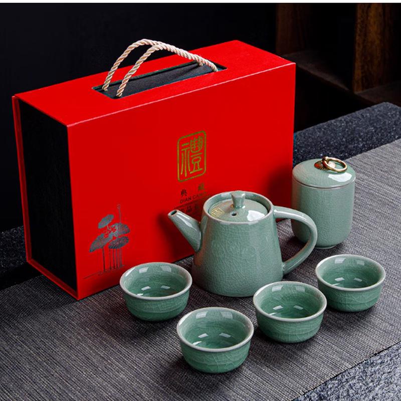 Glass Kung Fu Tea Gift Set with Teapot, Cups & Caddy