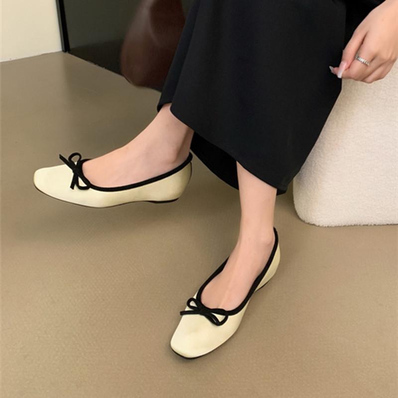 Fashion Bailamos New Brand Women Flats Round Toe Shallow Slip On Ladies Casual Ballet Shoes Soft Leather Eelgant Dress Shoes Mujer