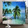 3d Beach Scenery Shower Curtains Sea Ocean Mediterranean Bathroom Curtain Waterproof Cloth Decoration 180*240cm Bath Curtain