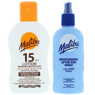 Malibu SPF15 Waterproof Balm 200ml + After Sun Spray Balm 200ml