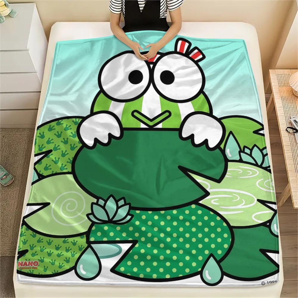 1PC Keroppi  Print Flannel Blanket, High Quality All Seasons, Home Decor, Warmth and Comfort, Perfect for Christmas Gifts