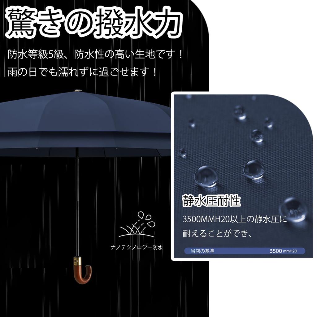 British Folding Umbrella with Natural Wood Handle Automatic Opening Closing 10 Ribs Suitable for Sunny and Rainy and Heavy Rain Durable Sun Heat UV