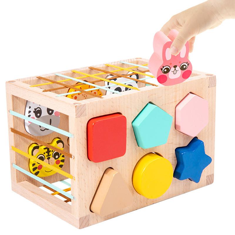 Animal Shape Wooden Color Blocks For Kids Diy Assembly Educational Cognitive For