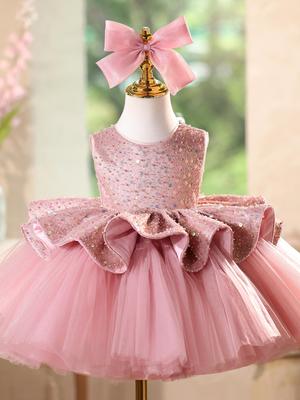 Vestido de Princesa com Saia Bufante para Crianças para Casamentos e Apresentações de Piano
