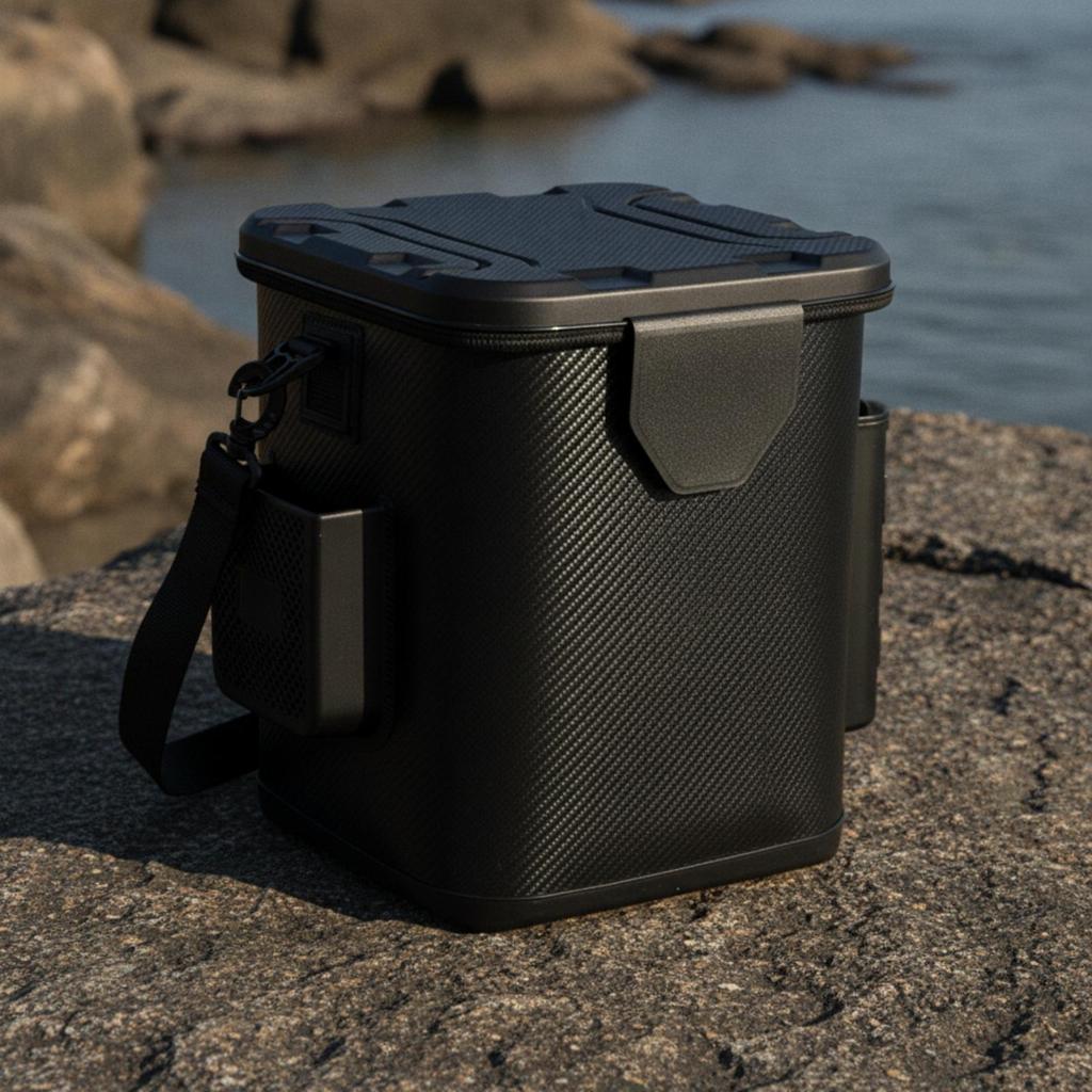 HardLid Fishing Bucket Portable with Rod Holders Tackle Box for Anglers, Fishermen