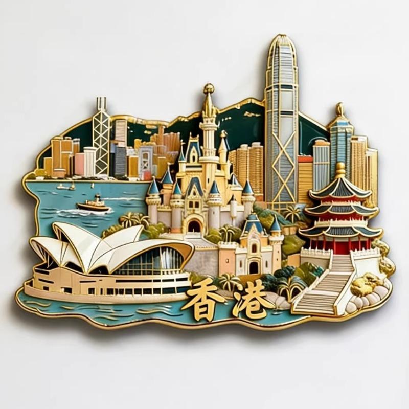 China Metal Fridge Stickers Hangzhou Souvenirs Huangshan Tianjin Guilin Guangxi Wuhan Xi An Zhangjiajie Fridge Magnets Gifts