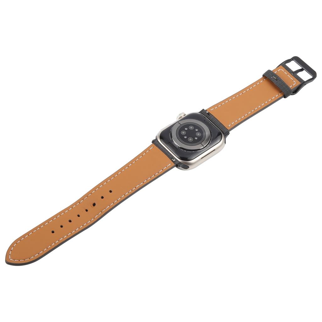 Watch Band For Apple Watch Series 10 Ultra 9 8 7 SE 6 5 4 3 2 1 46mm 49mm 45mm 44mm 42mm Checkered Pattern Day-Shaped Buckle Leather Strap