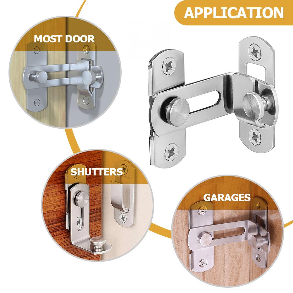 Stainless Steel Hook Lock Latch 90 Degree Flips Barn Door Lock For Sliding Gate Security Outdoor Safety Durable Fence