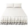 Brushed Double-Layer Solid Color Elastic Lace Ruffle Bed Skirt Full-Size Mattress Cover