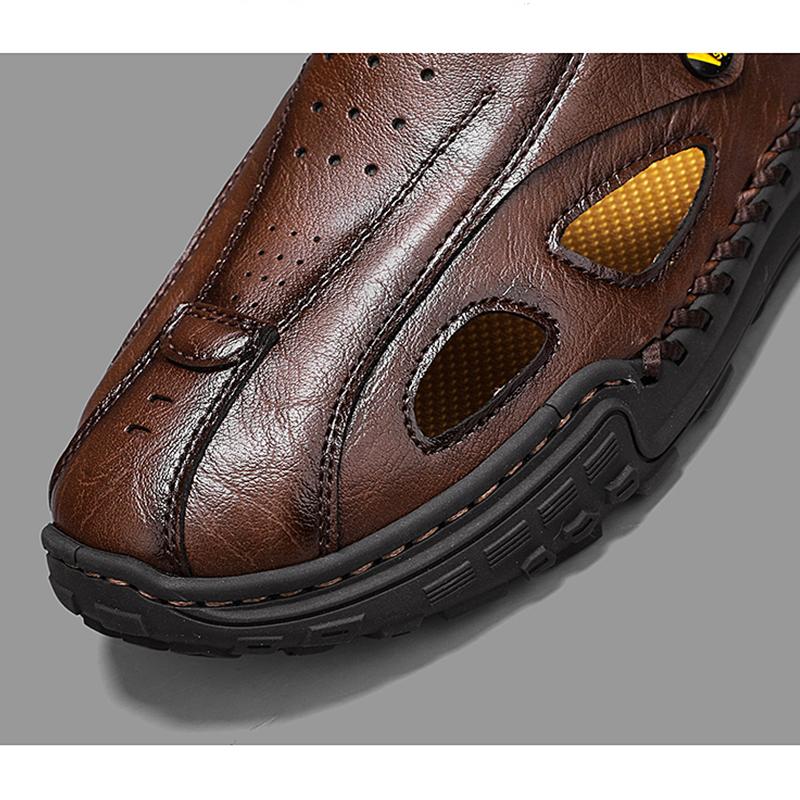 Handmade Summer Men's Sandals Leather Men's Shoes Casual Trekking Sneakers Outdoor Comfortable Breathable Travel Driving Shoes