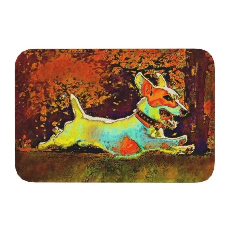 Van Gogh Starry Night Art Style Dog Living Room Door Mat Carpet Classic Painting Beret Dog Pattern Anti-slip Rug for Home Decor
