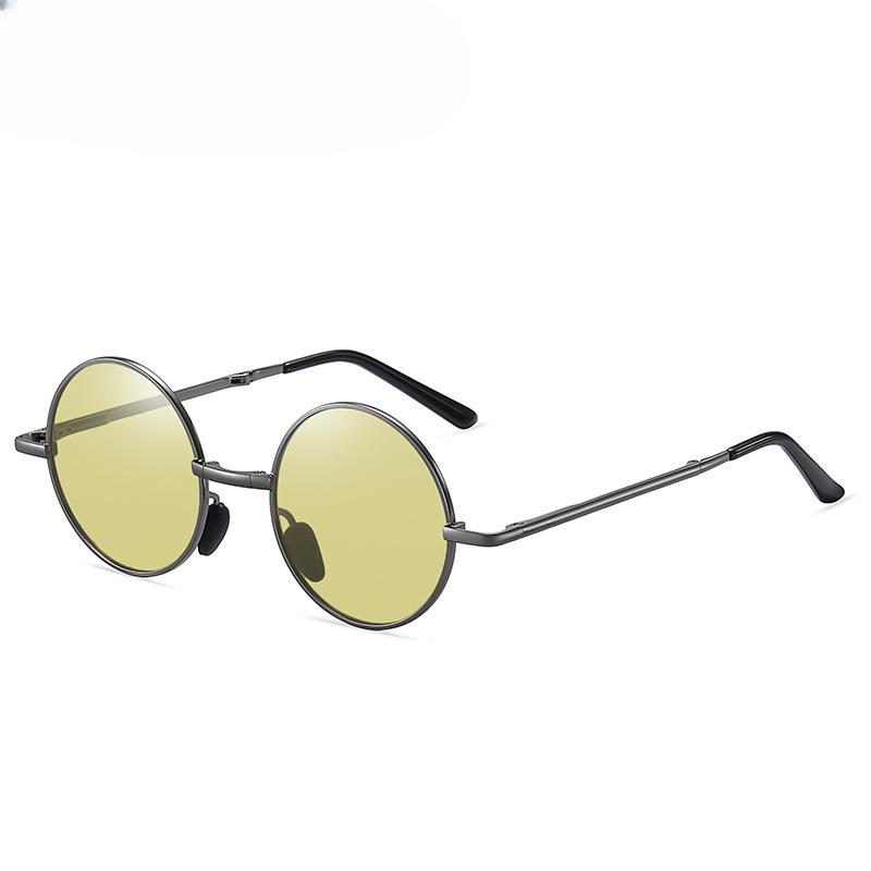 Polarized Metal Sunglasses Fashionable Round Frame for Men Women Foldable Prince Mirrors UV Protection